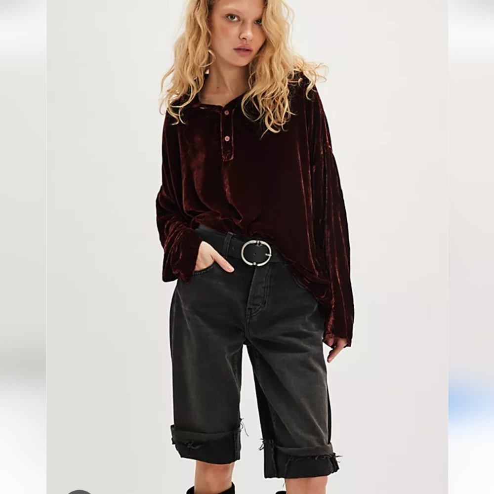 Cp Shades XL Tunic Popover With Pockets Black Velvet Women's Top